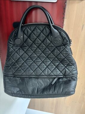 Authentic Chanel Black Quilted Leather Travel Bag EUC